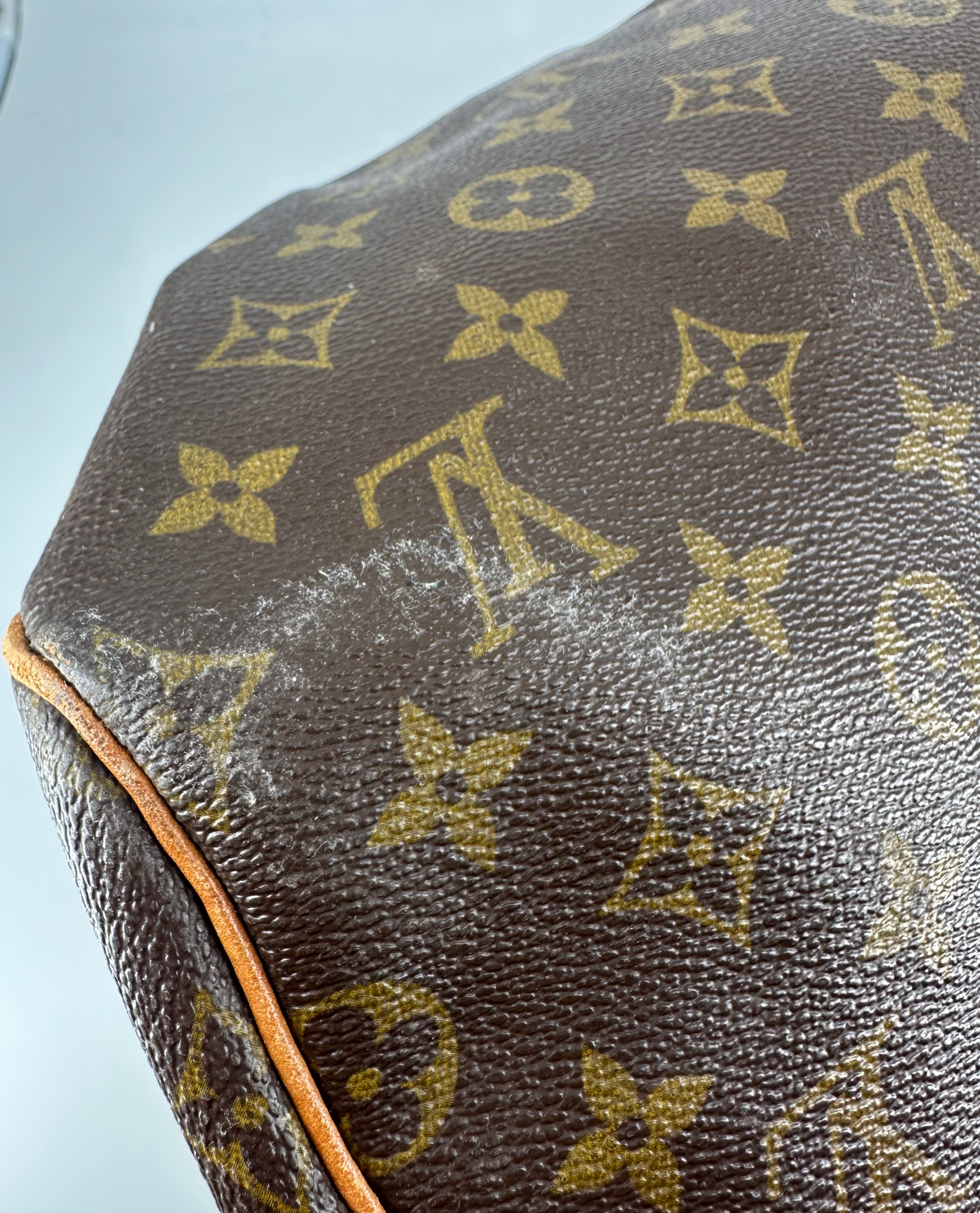 Louis Vuitton Coated Canvas Brown Keepall 55 Bag