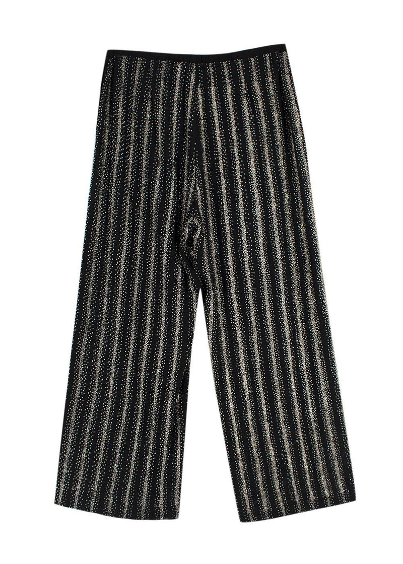 Dries Van Noten Black Silk Sequin Embellished Trousers