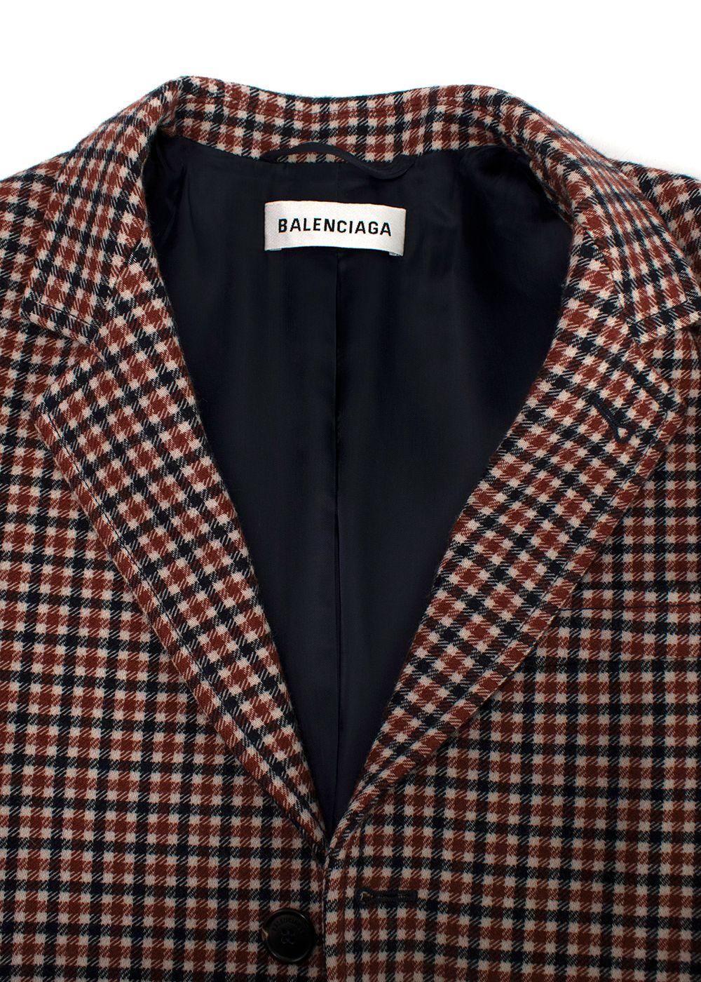 Balenciaga Plaid Single Breasted Wool Blazer
