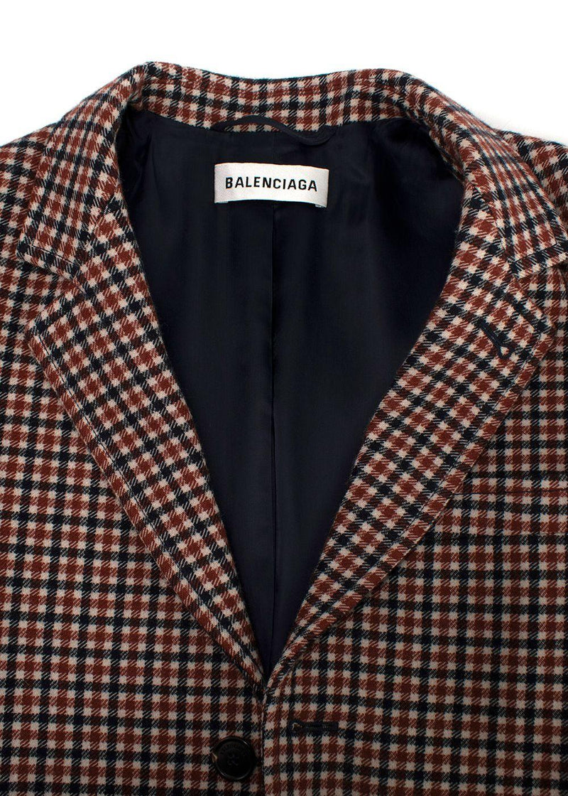 Balenciaga Plaid Single Breasted Wool Blazer