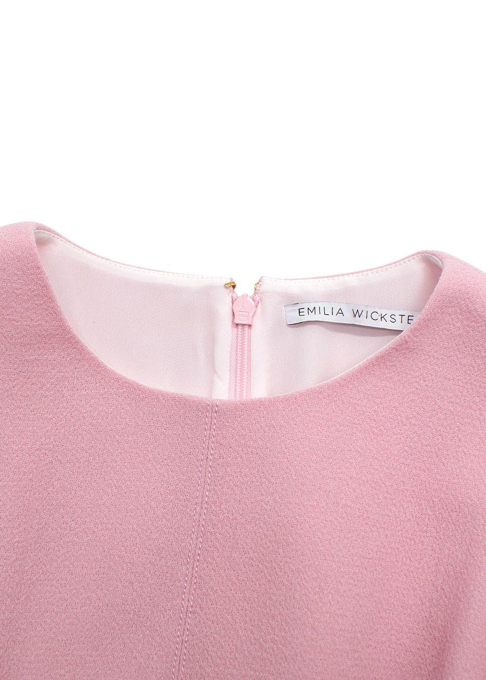 Emilia Wickstead Pink Long Sleeve Midi Dress