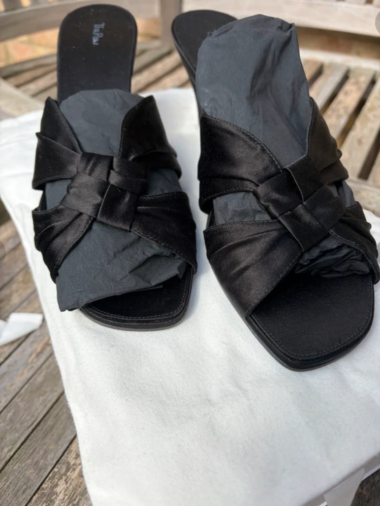 The Row Black Silk Mules