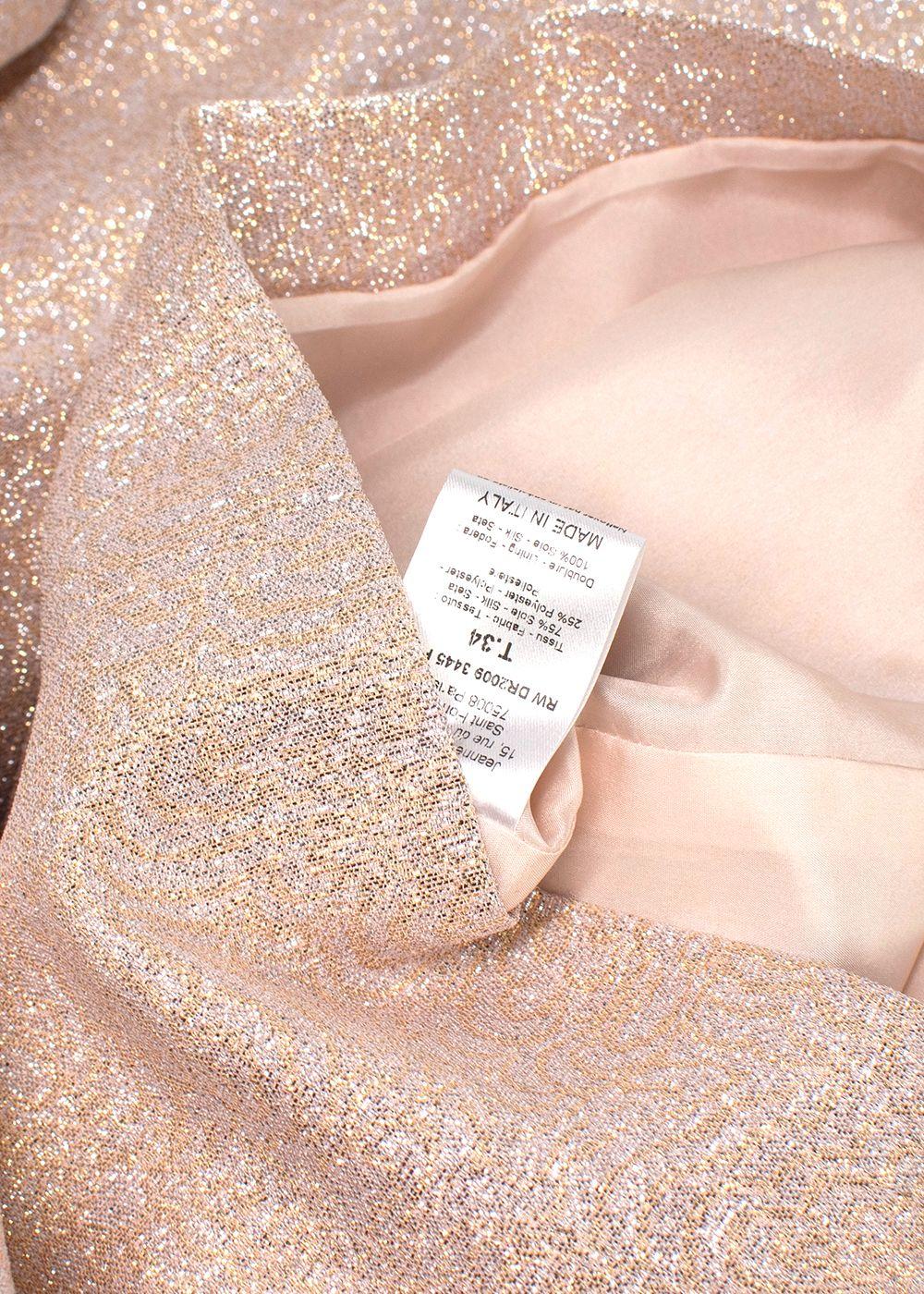 Lanvin Rose Gold Metallic Half Silk Blend Dress