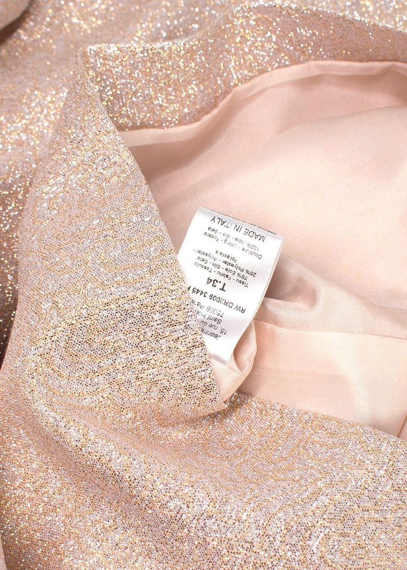 Lanvin Rose Gold Metallic Half Silk Blend Dress