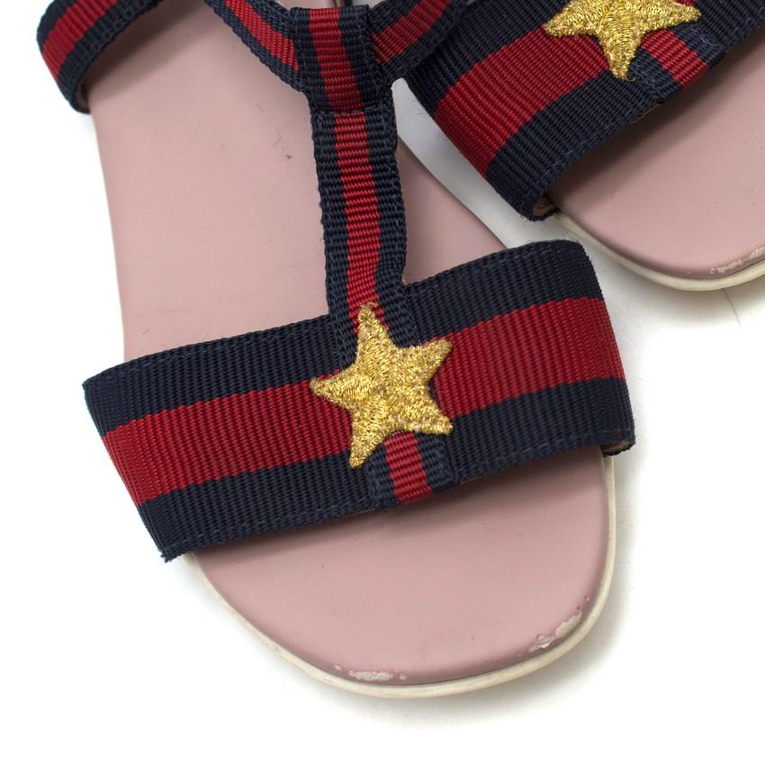 Gucci Girls' Red & Navy Striped Sandals