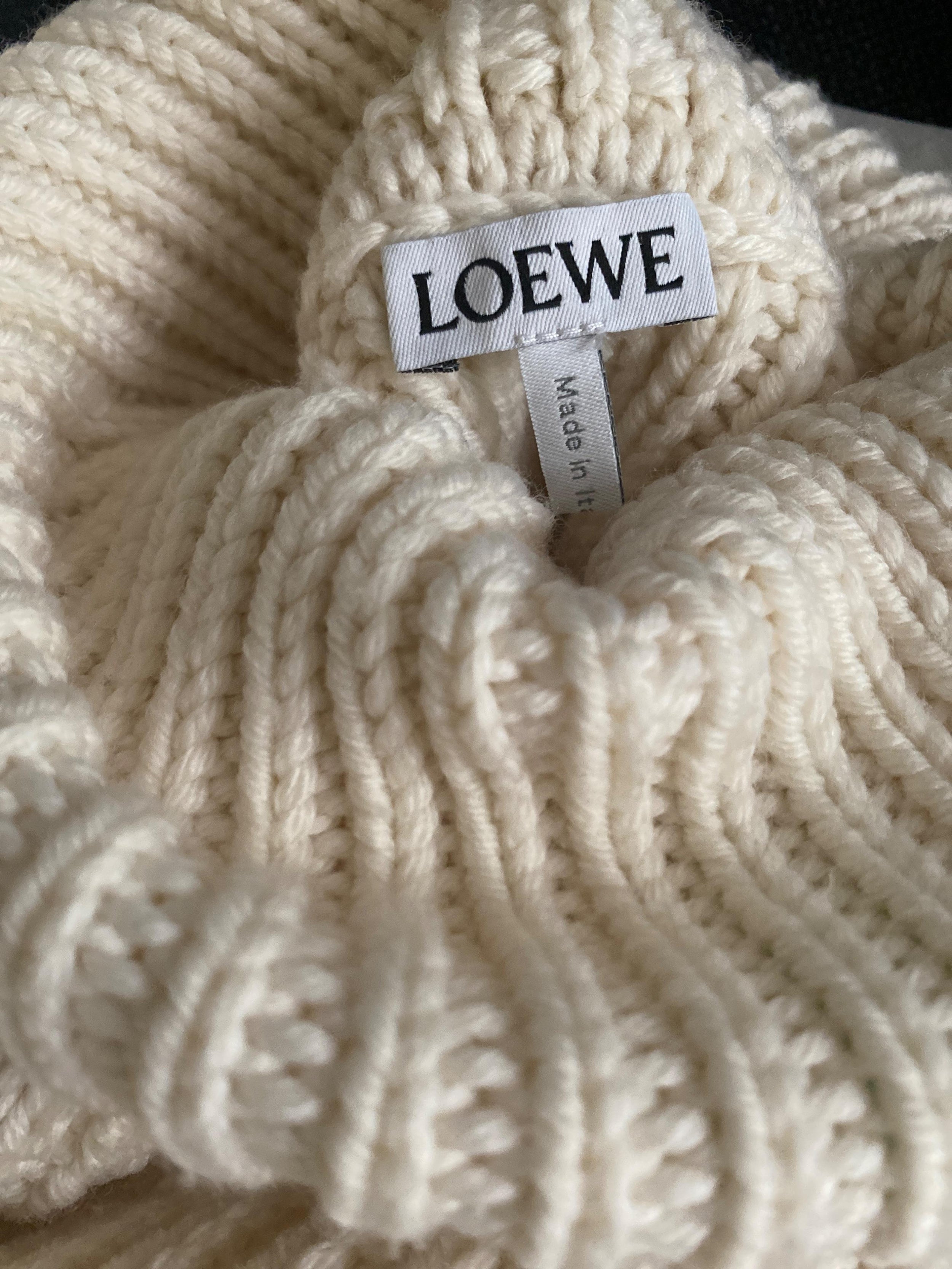 Loewe Cream Knit and Organza Midi Dress