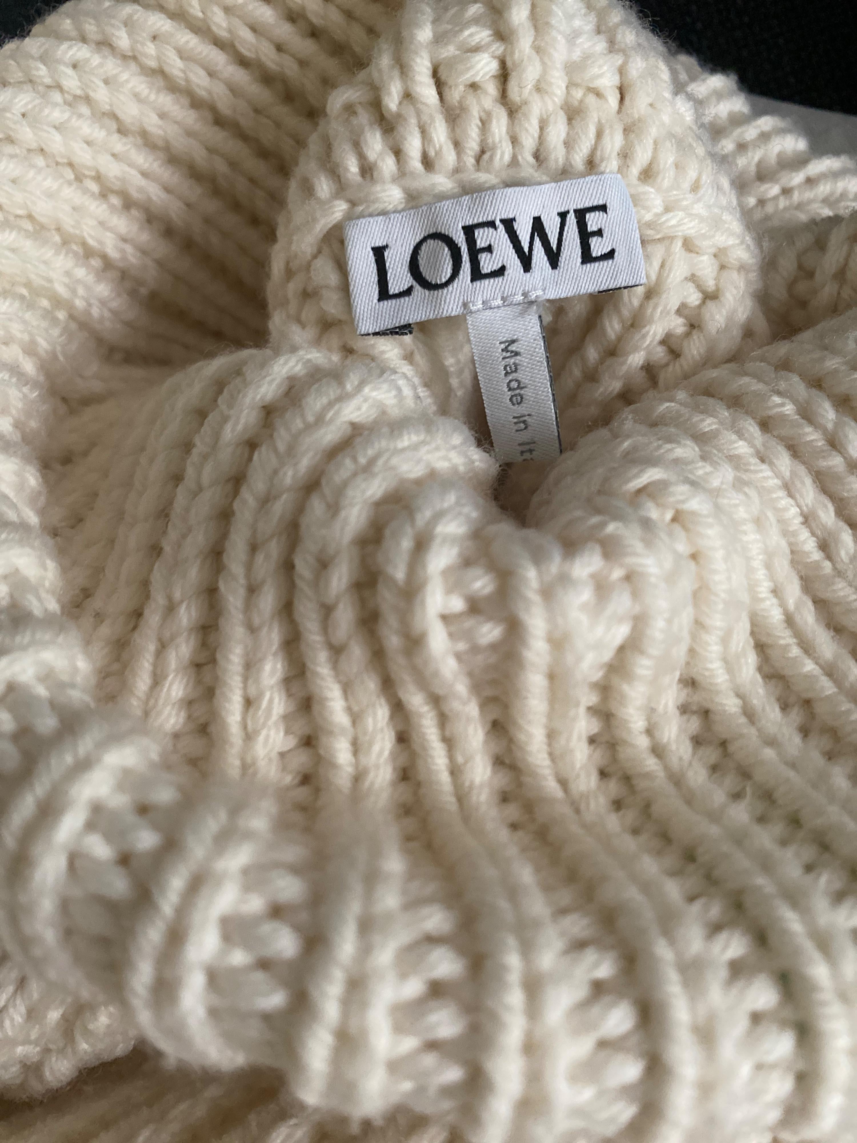 Loewe Cream Knit and Organza Midi Dress