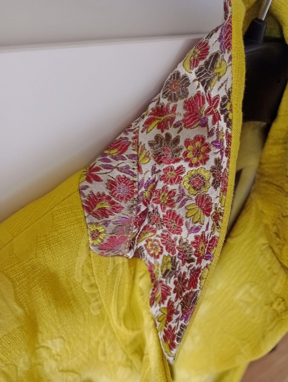 Yellow Jacquard Relief Pattern Blazer