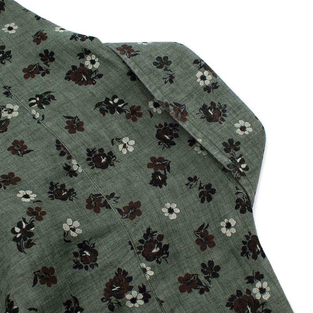 Donato Liguori Sage Green Floral Linen Shirt