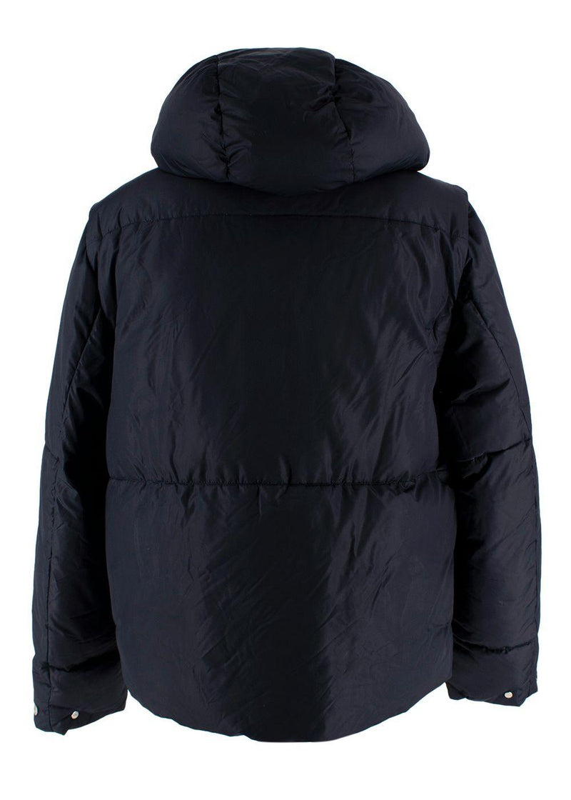 Pangaia Navy Puffer Jacket with Scarf Detail