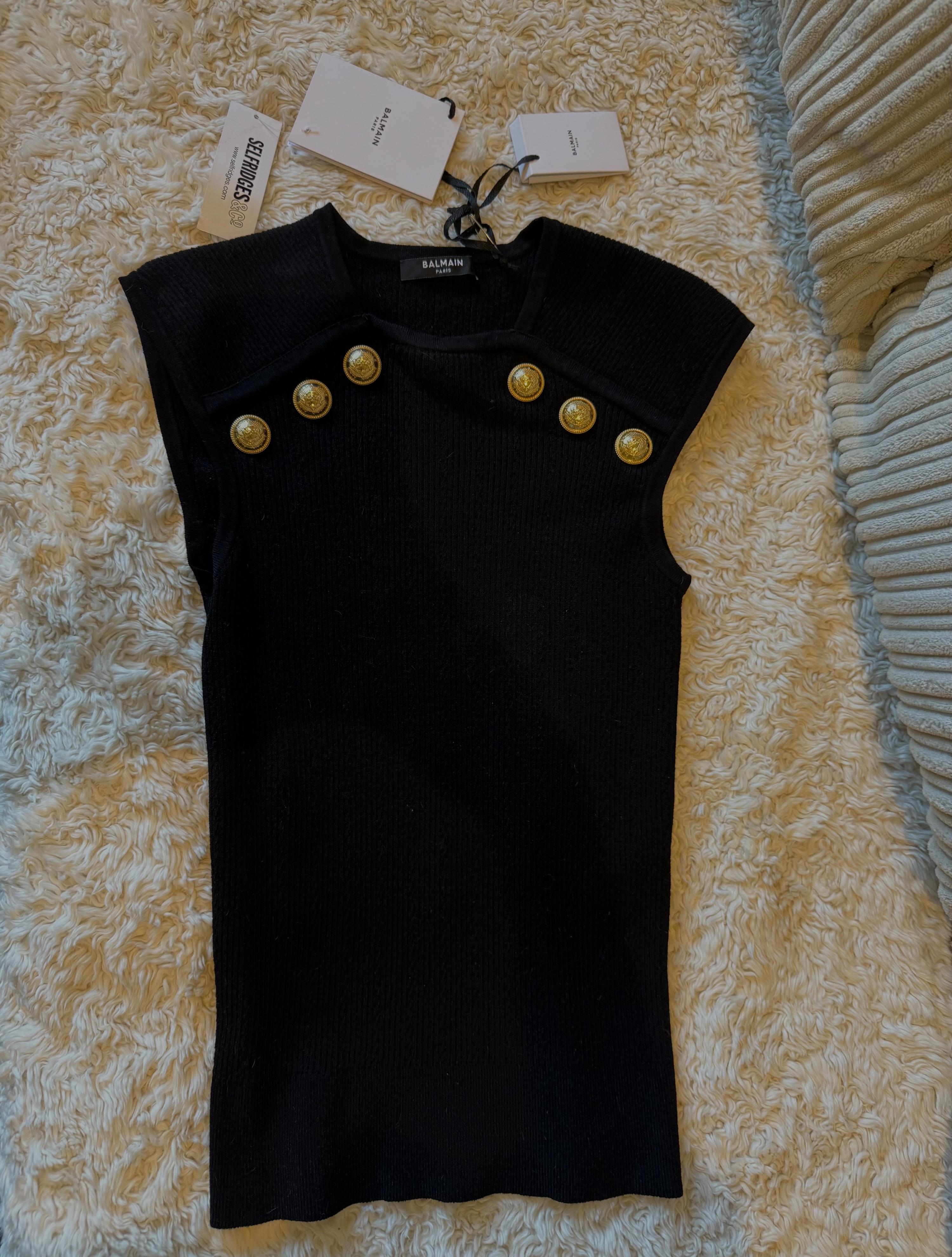Balmain Black Knit Top