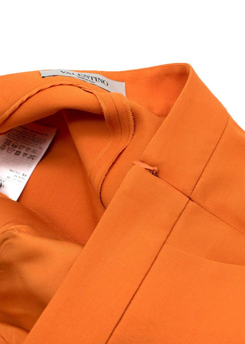 Valentino Orange Wool & Silk V Logo Shorts
