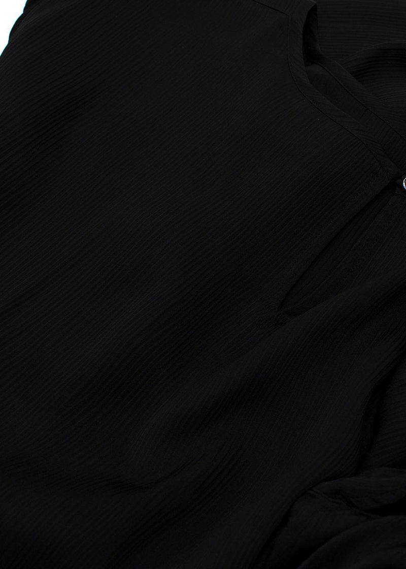 Eileen Fisher Black Textured Cupro Round Neck Top
