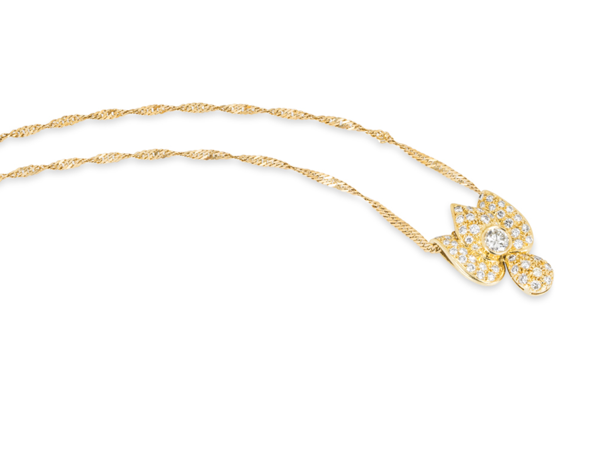 Yellow Gold Diamond Floral Pendant 0.69ct