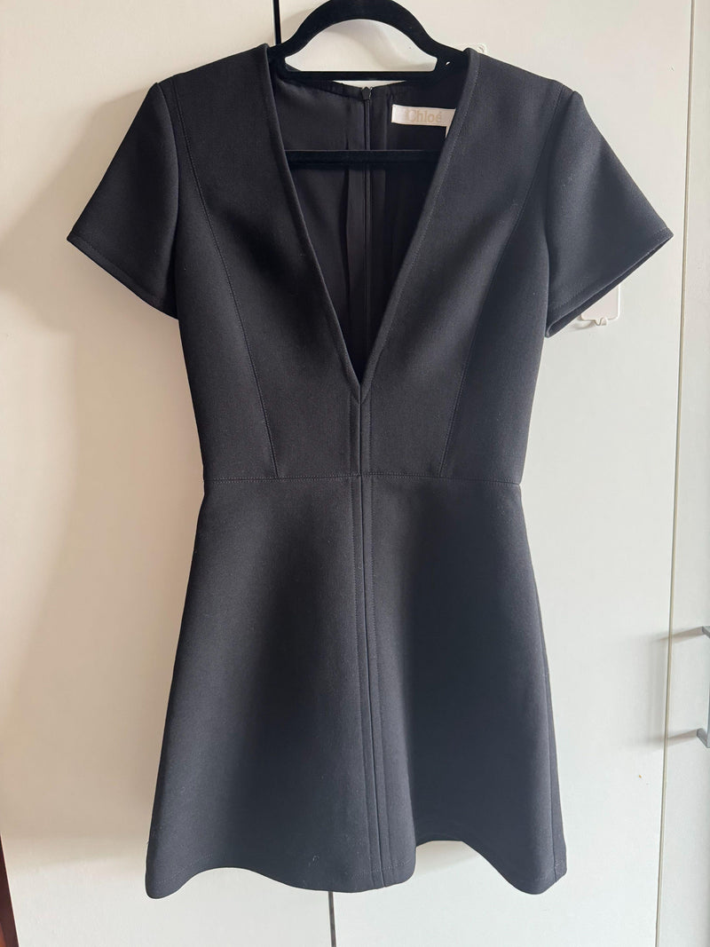 Black Virgin Wool And Silk Mini Dress
