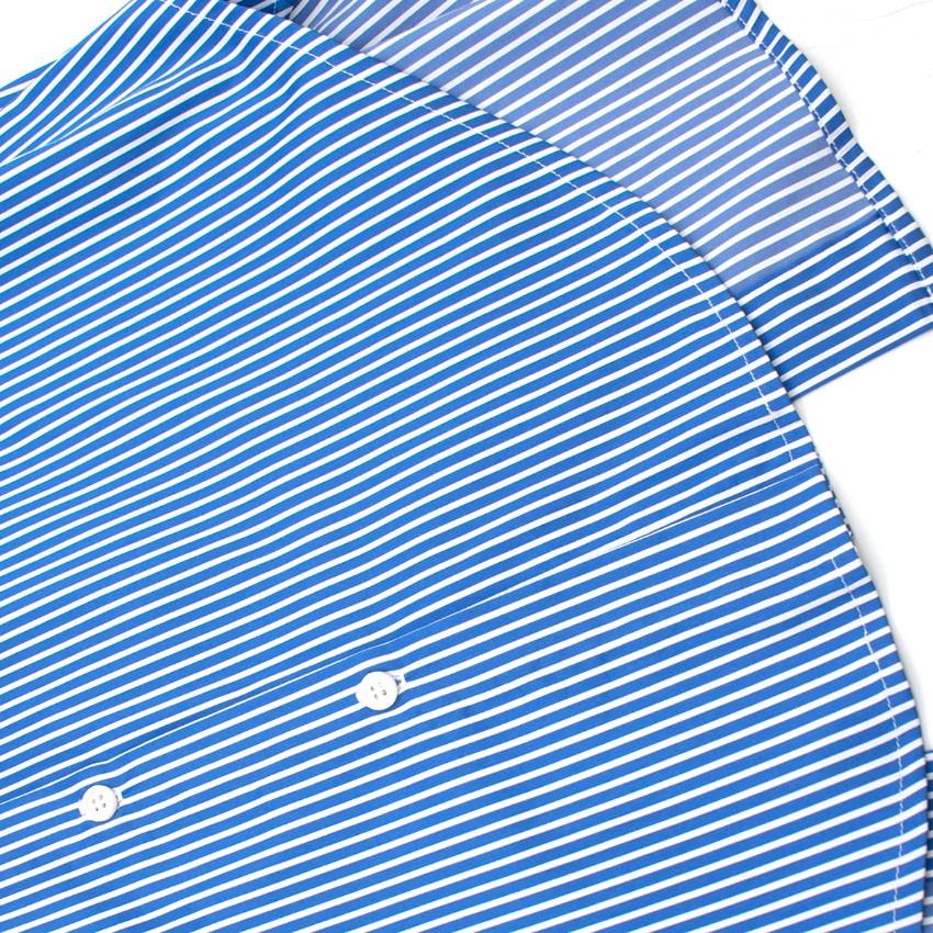 Tome Blue Pinstriped Long sleeve Top with Back Opening