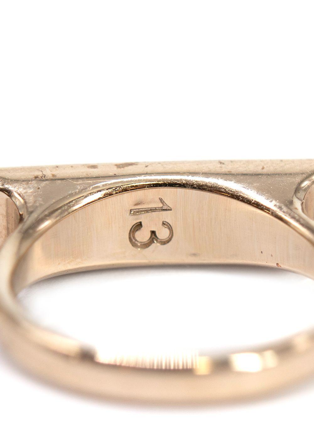 Valentino Gold Tone Pyramid Stud Bar Ring - Size 13