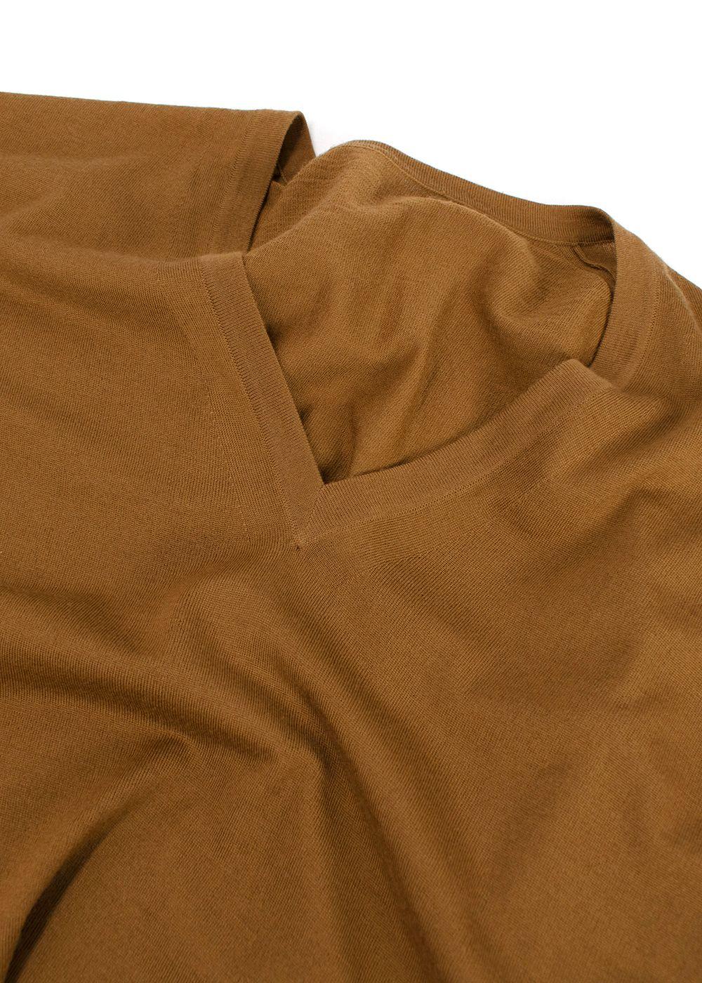 Bespoke Brown Fine Knit V Neck Sweater