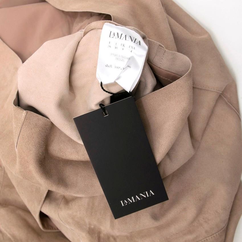 La Mania Beige Perea Long Sleeved Suede Dress