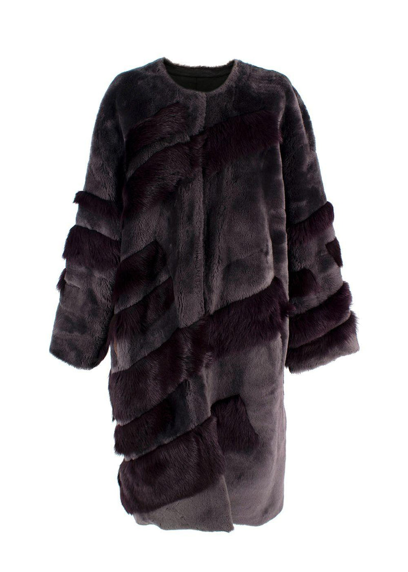 Liska Purple Reversible Lambskin / Fur Coat