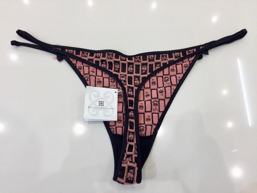 Vannina Vesperini Paris Rose & Black Plunge Bra & Thong Set