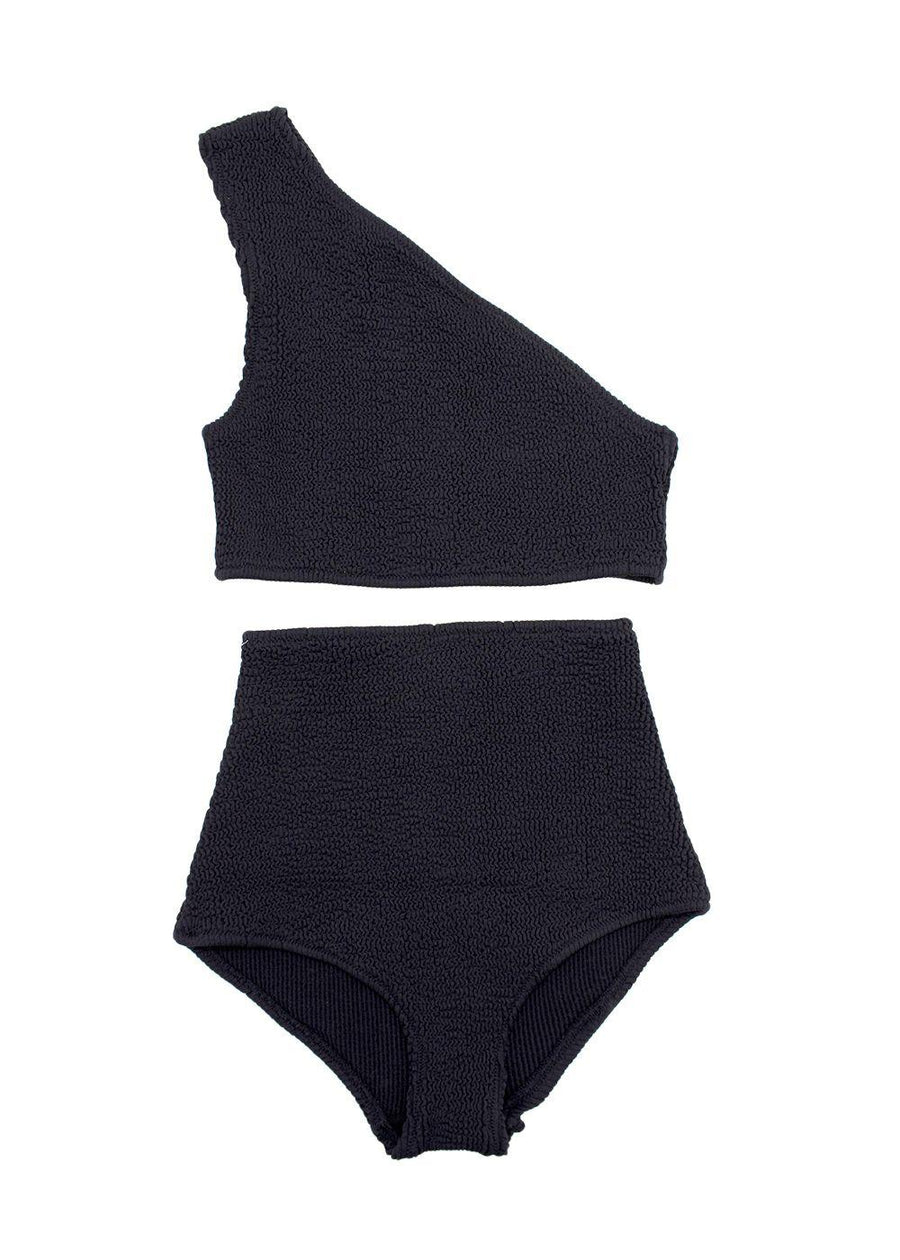 Bottega Veneta Black Smocked Jersey Bikini