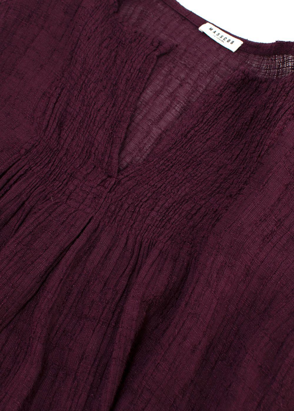 Masscob Burgundy Short Sleeve Sheer Blouse