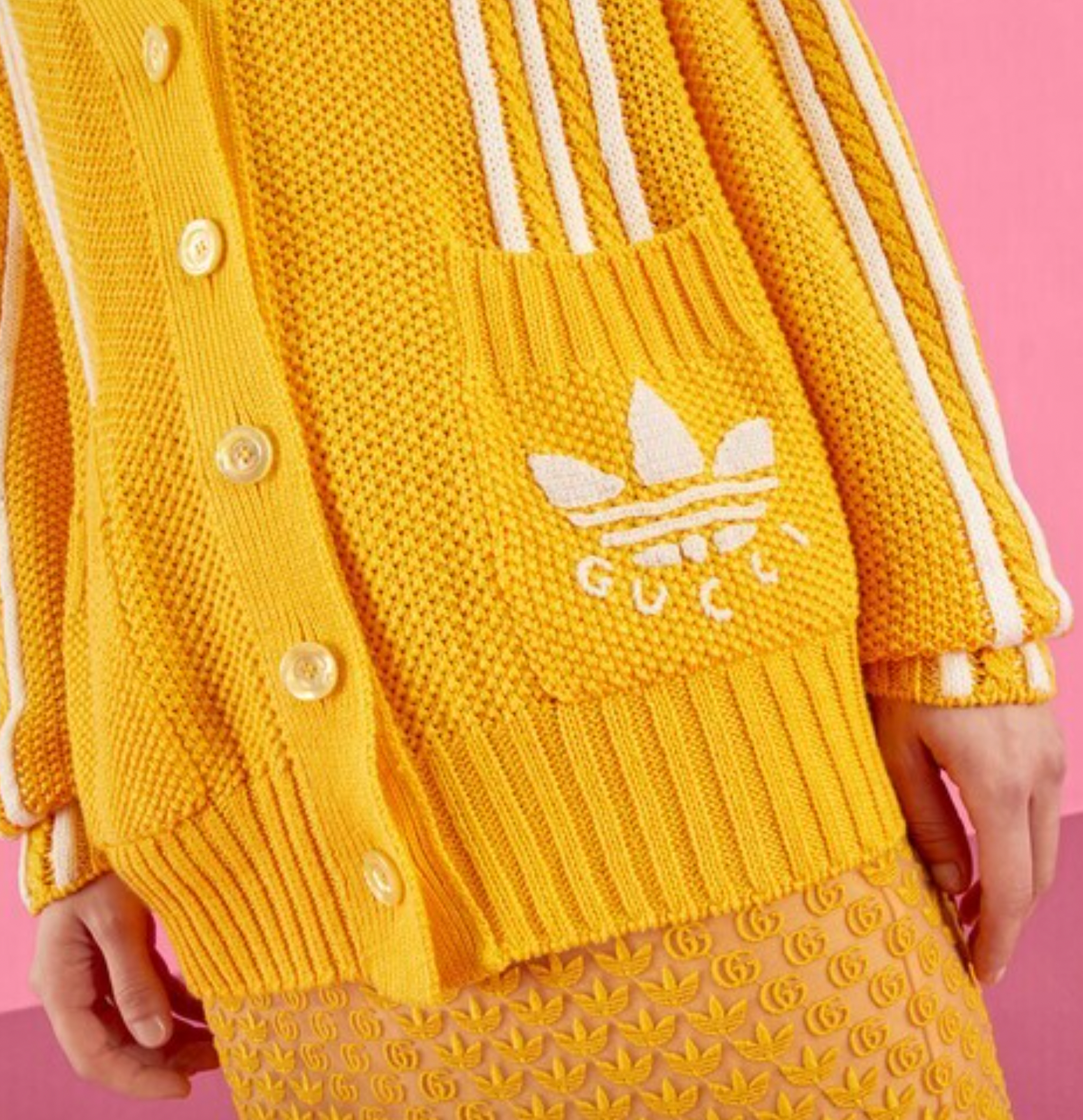 Gucci x Adidas Yellow Knit Cardigan