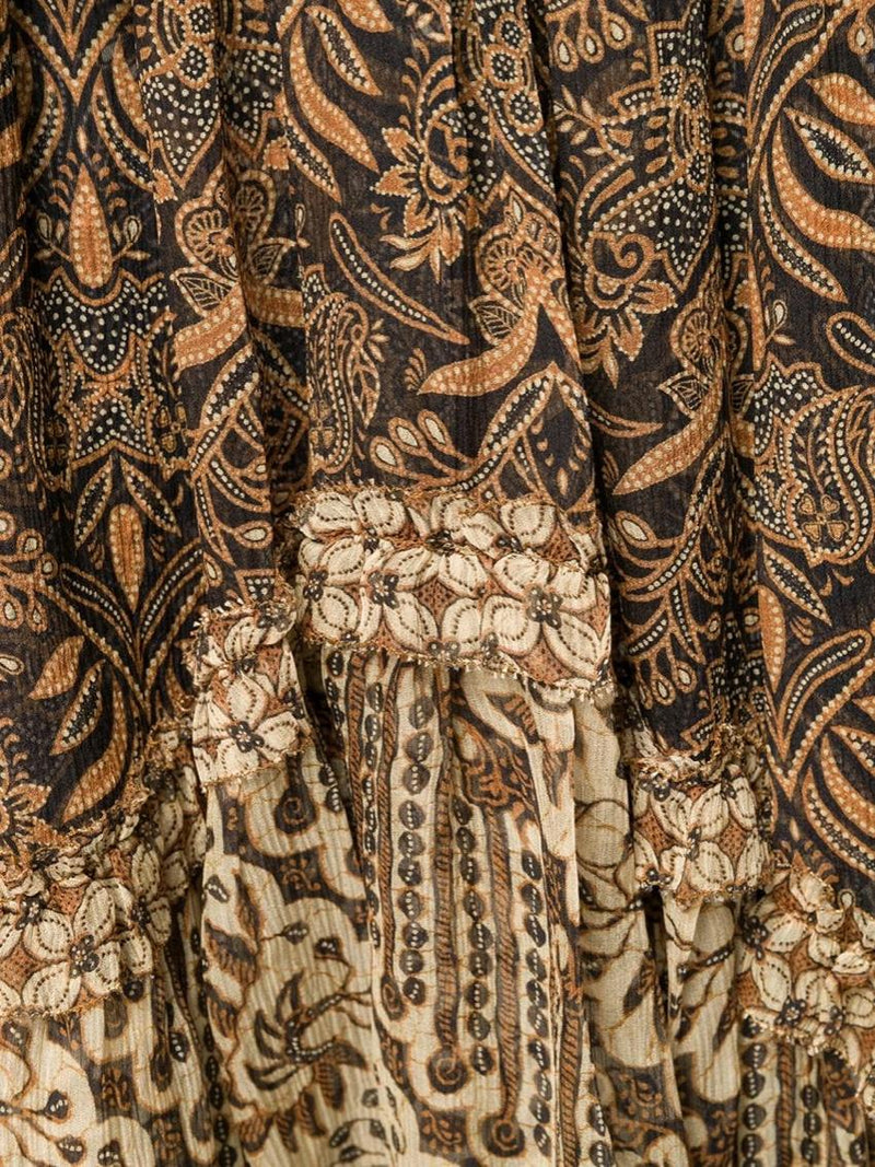 Zimmermann brown printed silk-georgette midi dress