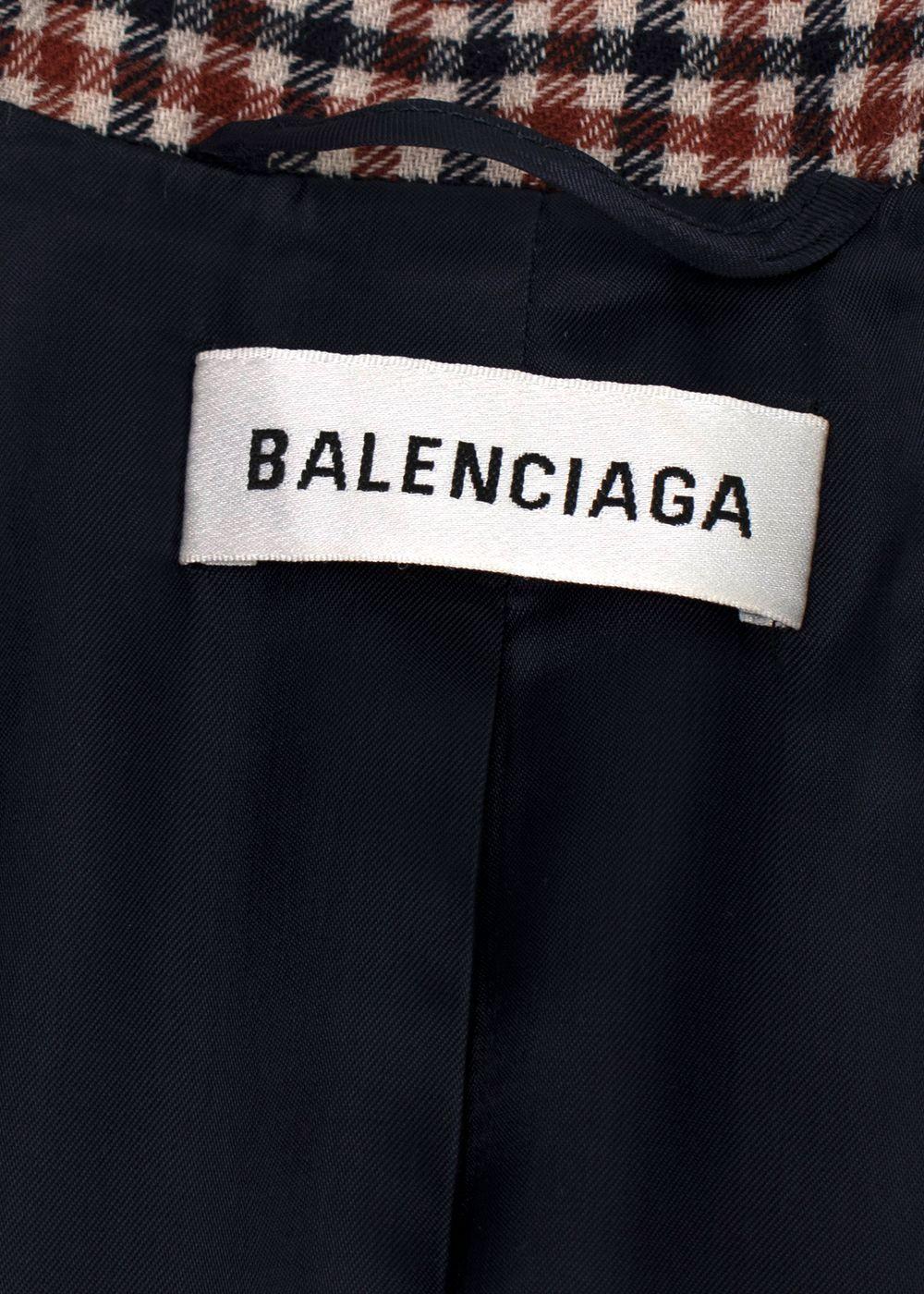 Balenciaga Plaid Single Breasted Wool Blazer