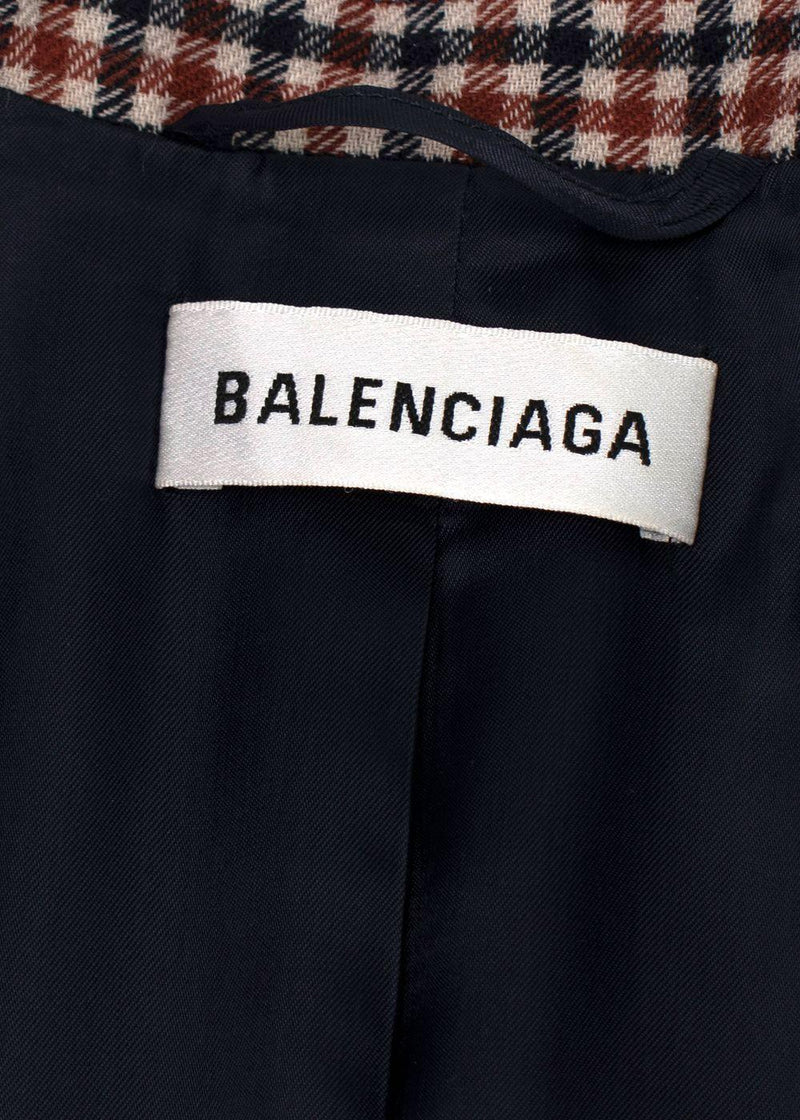 Balenciaga Plaid Single Breasted Wool Blazer