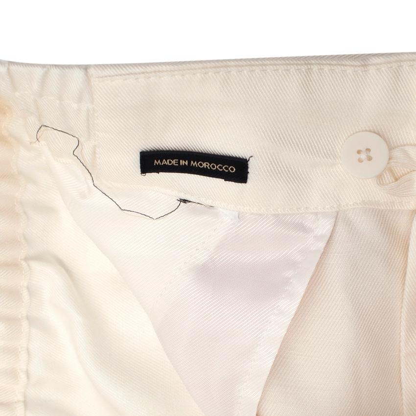 Massimo Dutti Cream Twill Wide Leg Trousers
