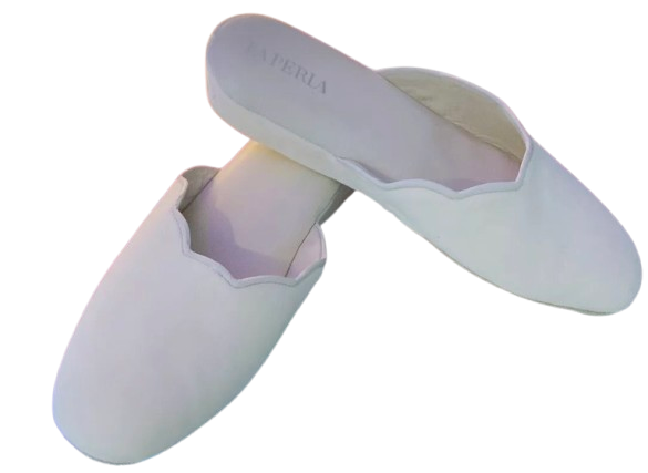 Ivory Scalloped Bedroom Slippers
