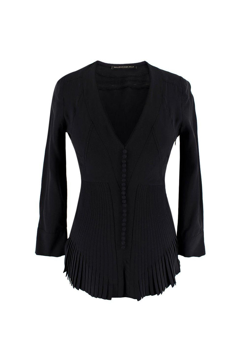 Balenciaga Silk Black Button Blouse