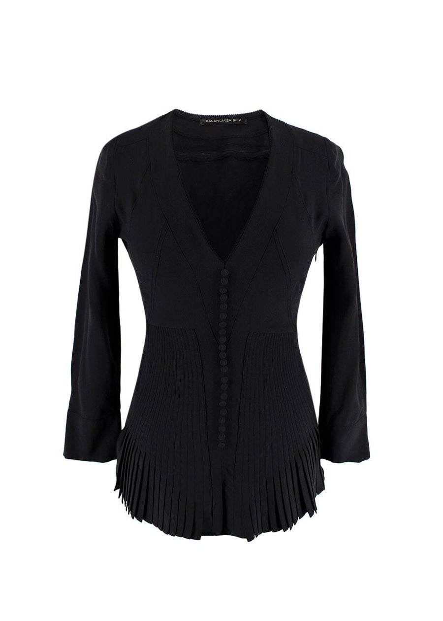 Balenciaga Silk Black Button Blouse
