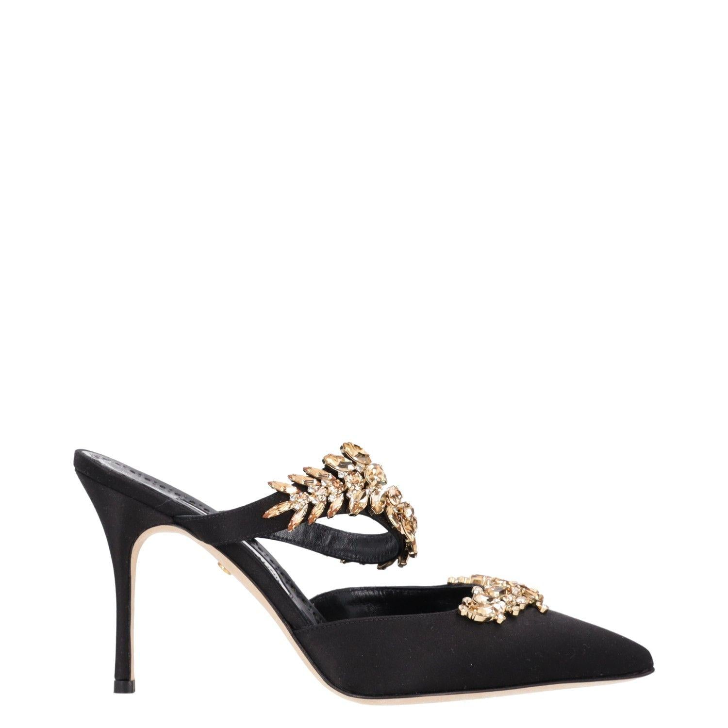 Manolo Blahnik Lurum 90MM Embellished Satin Mules