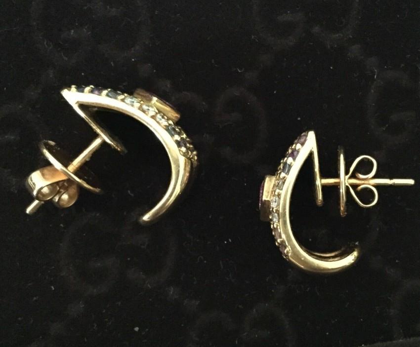 Links of London Pink Sapphire & Diamond Yellow Gold Earrings