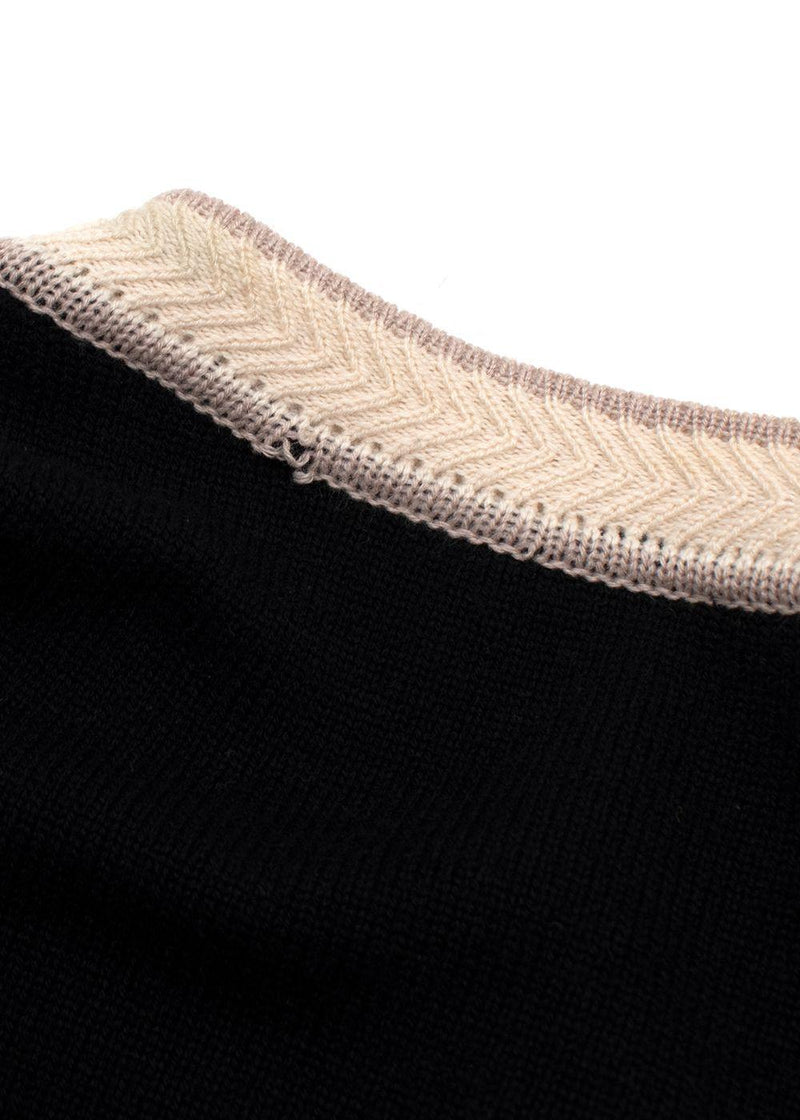 Chanel Black and Ivory Cashmere Cardigan