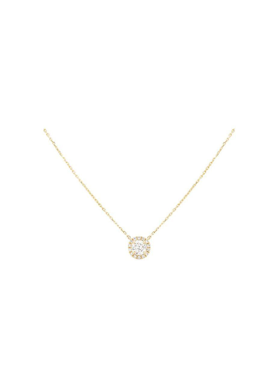 18ct yellow gold & white diamond Halo necklace 0.53ct