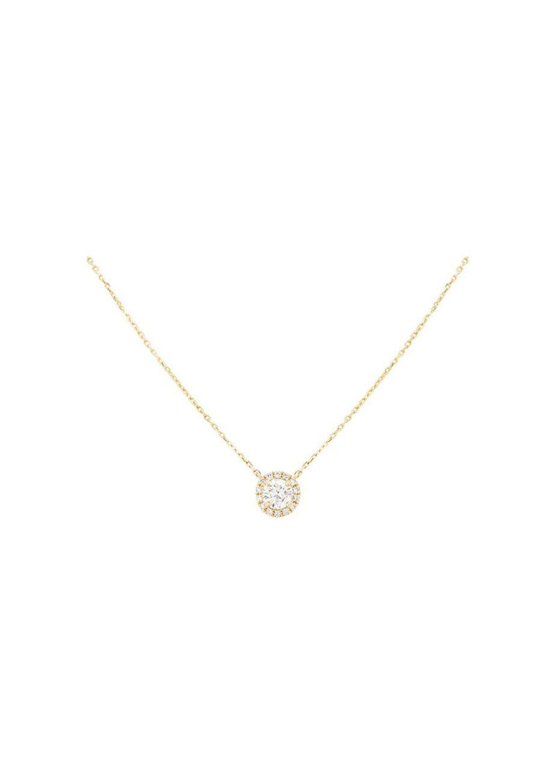 18ct yellow gold & white diamond Halo necklace 0.53ct