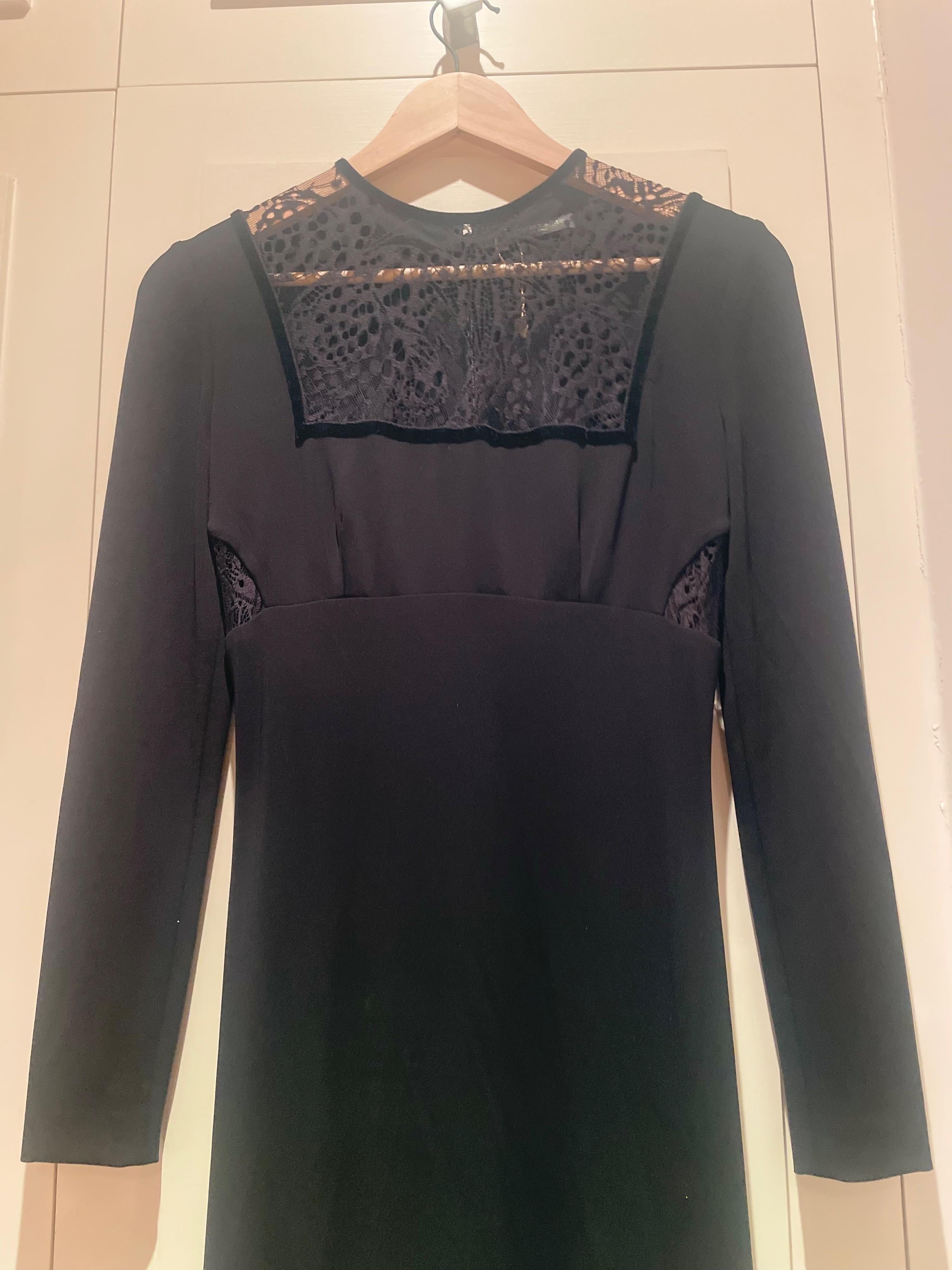 Long-Sleeve Butterfly Lace-Inset Gown