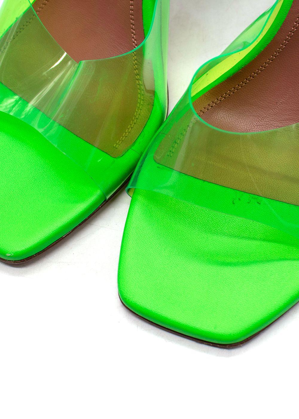 Amina Muaddi Neon Green Lupita PVC Mules