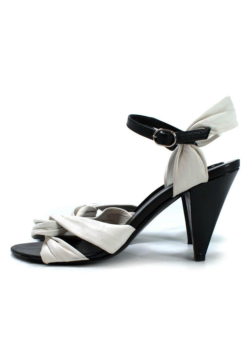 Celine Black and White Leather Twist Pumps