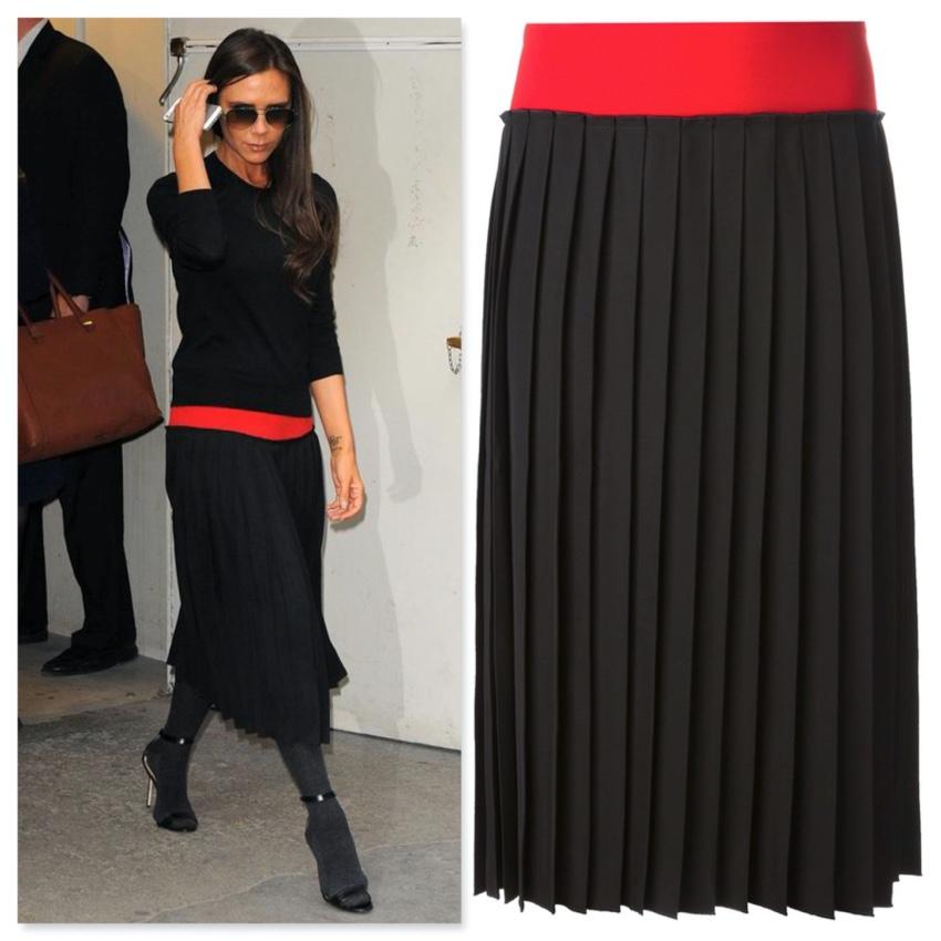Victoria Beckham Colour-Block Pleated Midi Skirt
