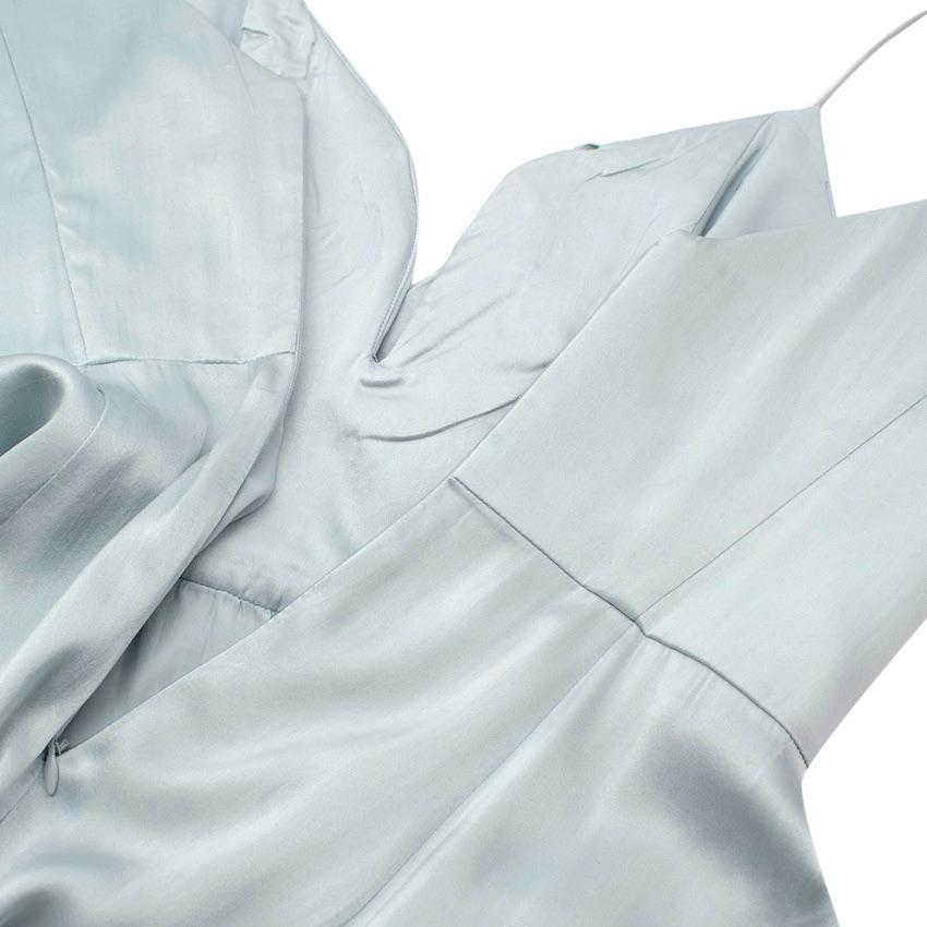 Blue Washed Silk Satin Cocktail Dress