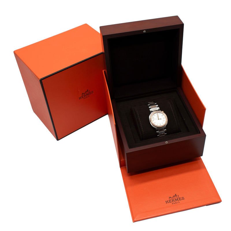 Hermes Large Cut Rose Gold Diamond  Watch 36mm