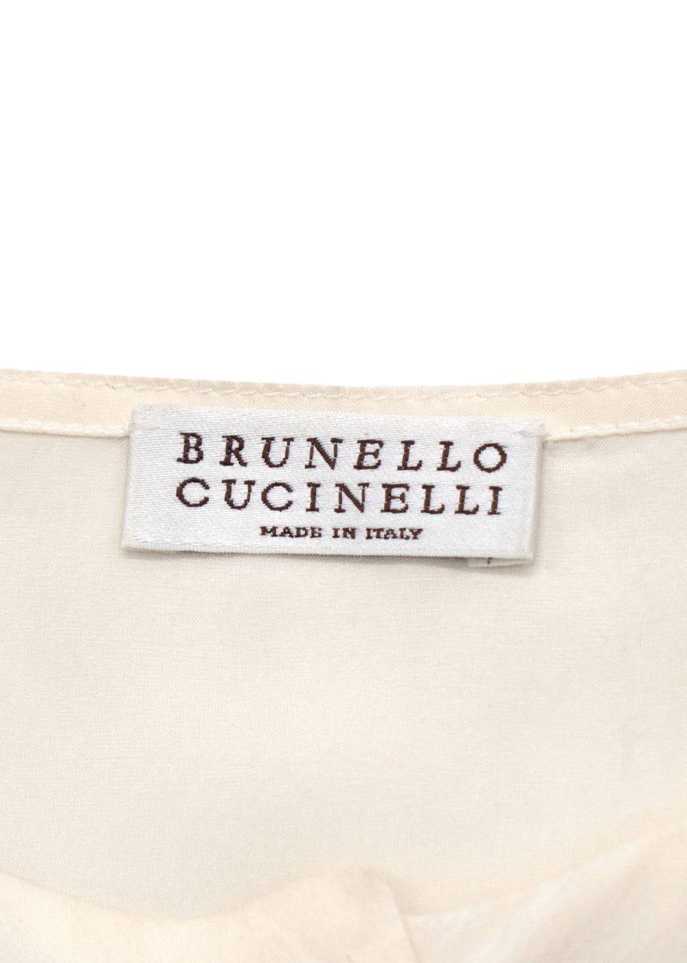 Brunello Cucinelli Cream Silk Satin Blouse