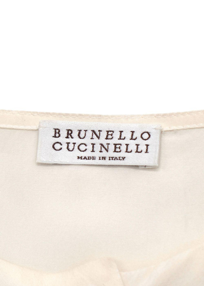 Brunello Cucinelli Cream Silk Satin Blouse