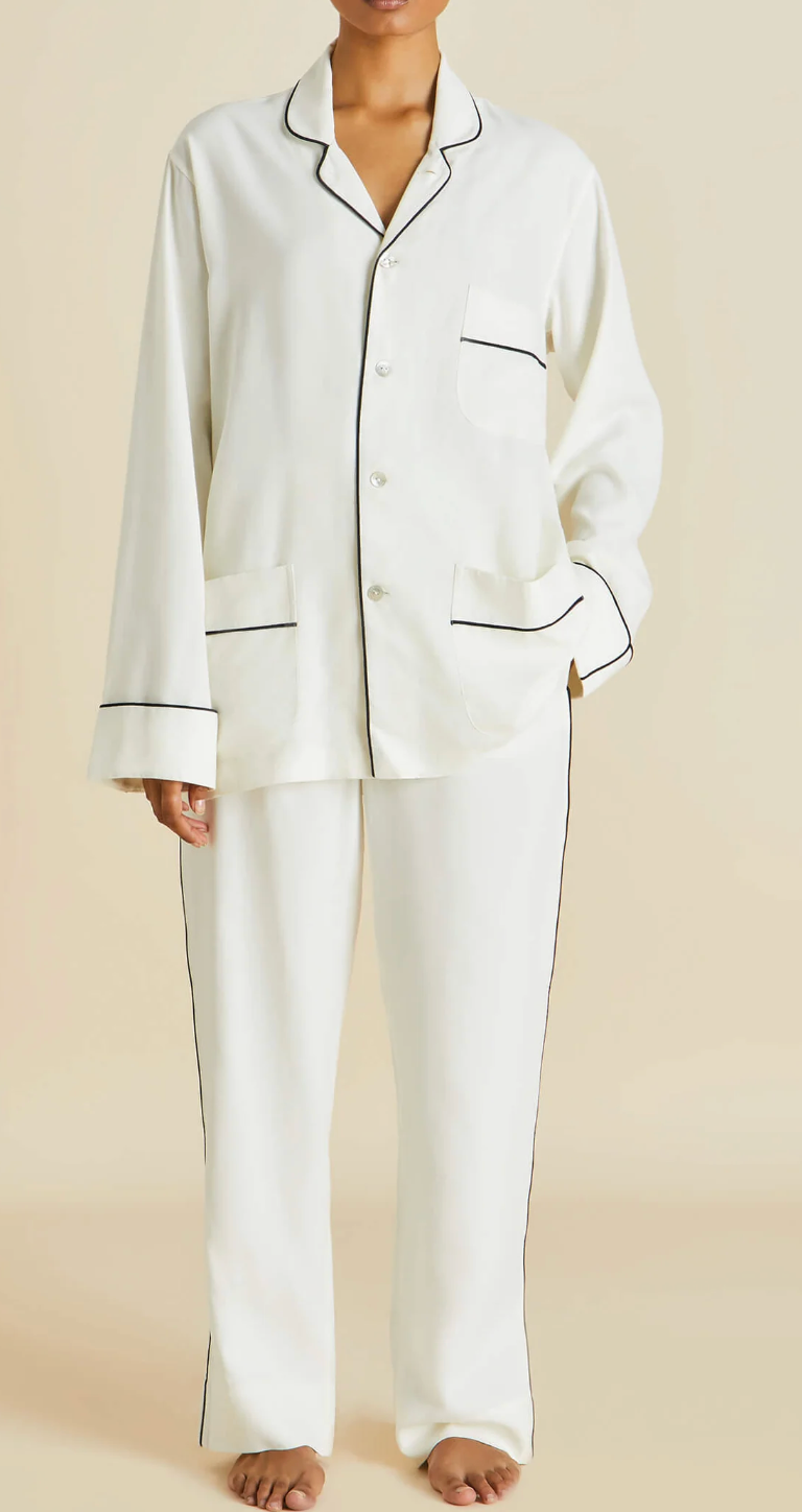 Olivia von Halle Ivory Silk Laurent Pyjama Set