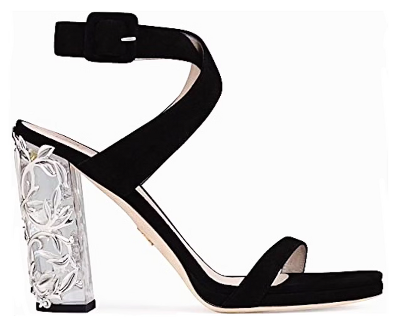 Ralph & Russo Black Suede Eden Plexi Sandals